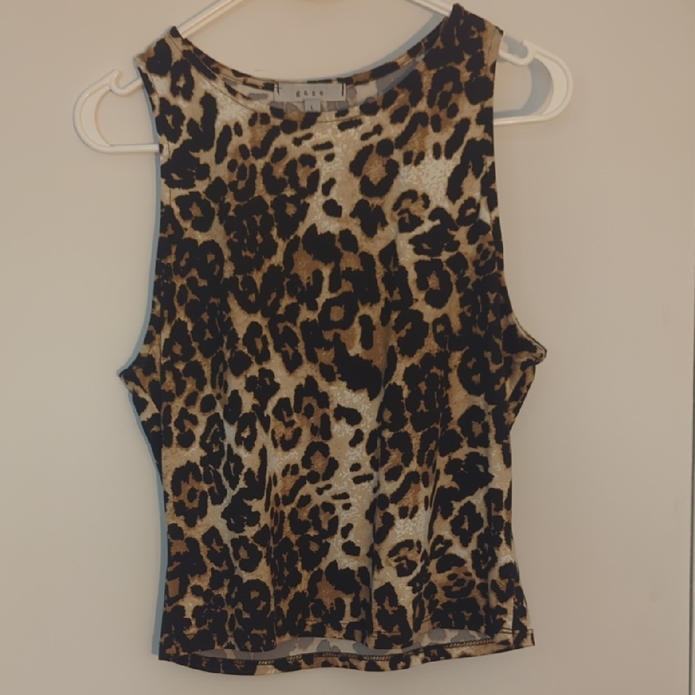 Gaze Black and Tan Leopard Tank Top